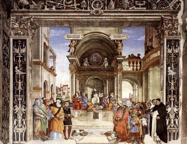 LIPPI, Filippino Triumph of St Thomas Aquinas over the Heretics Sweden oil painting art